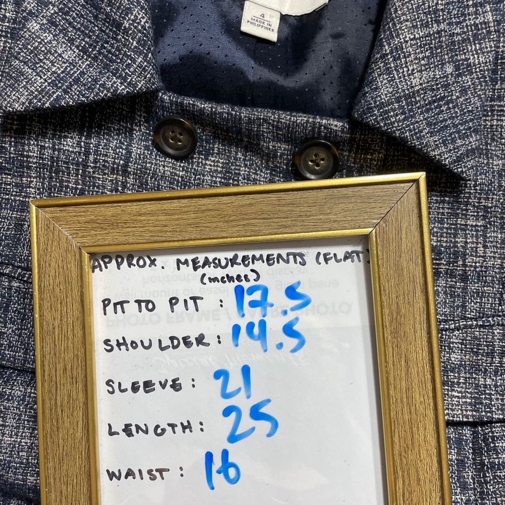Linen Blend Blazer 4 Banana Republic Double Breasted Crosshatch Tweed Jacket - Picture 4 of 14